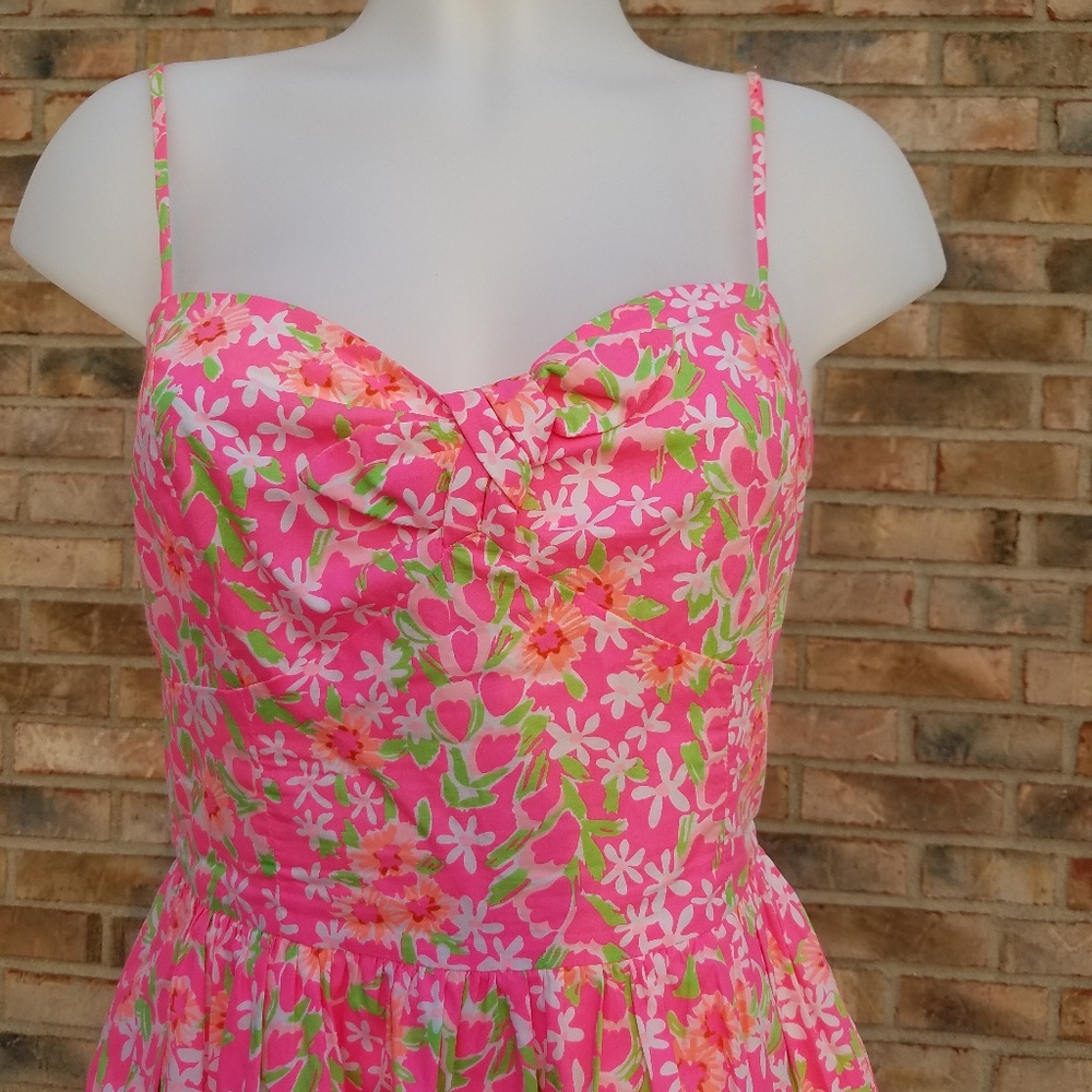 Lilly Pulitzer Cut Out Floral Sundress with Spagatti Straps Sz 8 - Picture 6 of 6